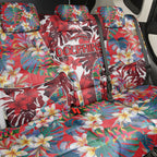 Dolphins Back Car Seat Cover Tropical Hibiscus Floral Pattern With Red And White Accents