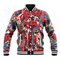 Dolphins Baseball Jacket Tropical Hibiscus Floral Pattern With Red And White Accents