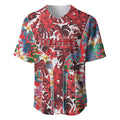 Dolphins Baseball Jersey Tropical Hibiscus Floral Pattern With Red And White Accents