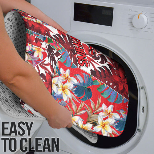 Dolphins Bathroom Set Tropical Hibiscus Floral Pattern With Red And White Accents