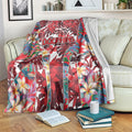 Dolphins Blanket Tropical Hibiscus Floral Pattern With Red And White Accents