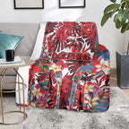 Dolphins Blanket Tropical Hibiscus Floral Pattern With Red And White Accents