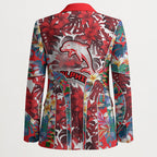 Dolphins Blazer Tropical Hibiscus Floral Pattern With Red And White Accents