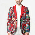 Dolphins Blazer Tropical Hibiscus Floral Pattern With Red And White Accents