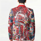 Dolphins Blazer Tropical Hibiscus Floral Pattern With Red And White Accents