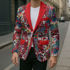 Dolphins Blazer Tropical Hibiscus Floral Pattern With Red And White Accents