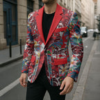 Dolphins Blazer Tropical Hibiscus Floral Pattern With Red And White Accents