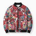Dolphins Bomber Puffer Jacket Tropical Hibiscus Floral Pattern With Red And White Accents