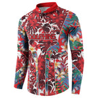 Dolphins Button Sweatshirt Tropical Hibiscus Floral Pattern With Red And White Accents
