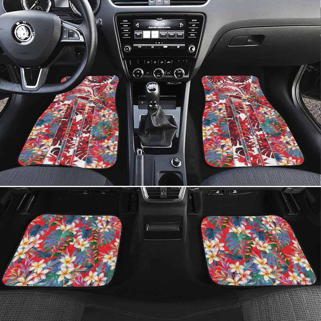 Dolphins Car Mats Tropical Hibiscus Floral Pattern With Red And White Accents
