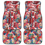 Dolphins Car Mats Tropical Hibiscus Floral Pattern With Red And White Accents