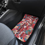 Dolphins Car Mats Tropical Hibiscus Floral Pattern With Red And White Accents