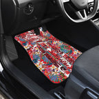 Dolphins Car Mats Tropical Hibiscus Floral Pattern With Red And White Accents