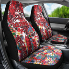 Dolphins Car Seat Cover Tropical Hibiscus Floral Pattern With Red And White Accents