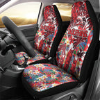 Dolphins Car Seat Cover Tropical Hibiscus Floral Pattern With Red And White Accents