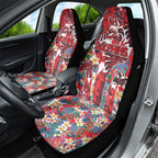 Dolphins Car Seat Cover Tropical Hibiscus Floral Pattern With Red And White Accents