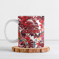 Dolphins Ceramic Mug Tropical Hibiscus Floral Pattern With Red And White Accents