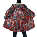 Dolphins Cloak Tropical Hibiscus Floral Pattern With Red And White Accents