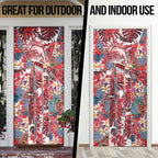 Dolphins Door Cover Tropical Hibiscus Floral Pattern With Red And White Accents