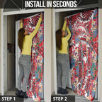 Dolphins Door Cover Tropical Hibiscus Floral Pattern With Red And White Accents