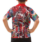 Dolphins Family Matching Mermaid Dress and Hawaiian Shirt Tropical Hibiscus Floral Pattern With Red And White Accents