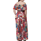Dolphins Family Matching Off Shoulder Maxi Dress and Hawaiian Shirt Tropical Hibiscus Floral Pattern With Red And White Accents