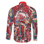 Dolphins Family Matching Summer Maxi Dress and Hawaiian Shirt Tropical Hibiscus Floral Pattern With Red And White Accents