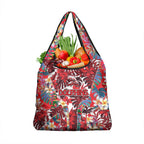 Dolphins Grocery Bag Tropical Hibiscus Floral Pattern With Red And White Accents