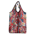 Dolphins Grocery Bag Tropical Hibiscus Floral Pattern With Red And White Accents