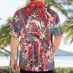 Dolphins Hawaiian Shirt Tropical Hibiscus Floral Pattern With Red And White Accents