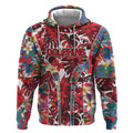 Dolphins Hoodie Tropical Hibiscus Floral Pattern With Red And White Accents
