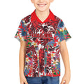 Dolphins Kid Hawaiian Shirt Tropical Hibiscus Floral Pattern With Red And White Accents