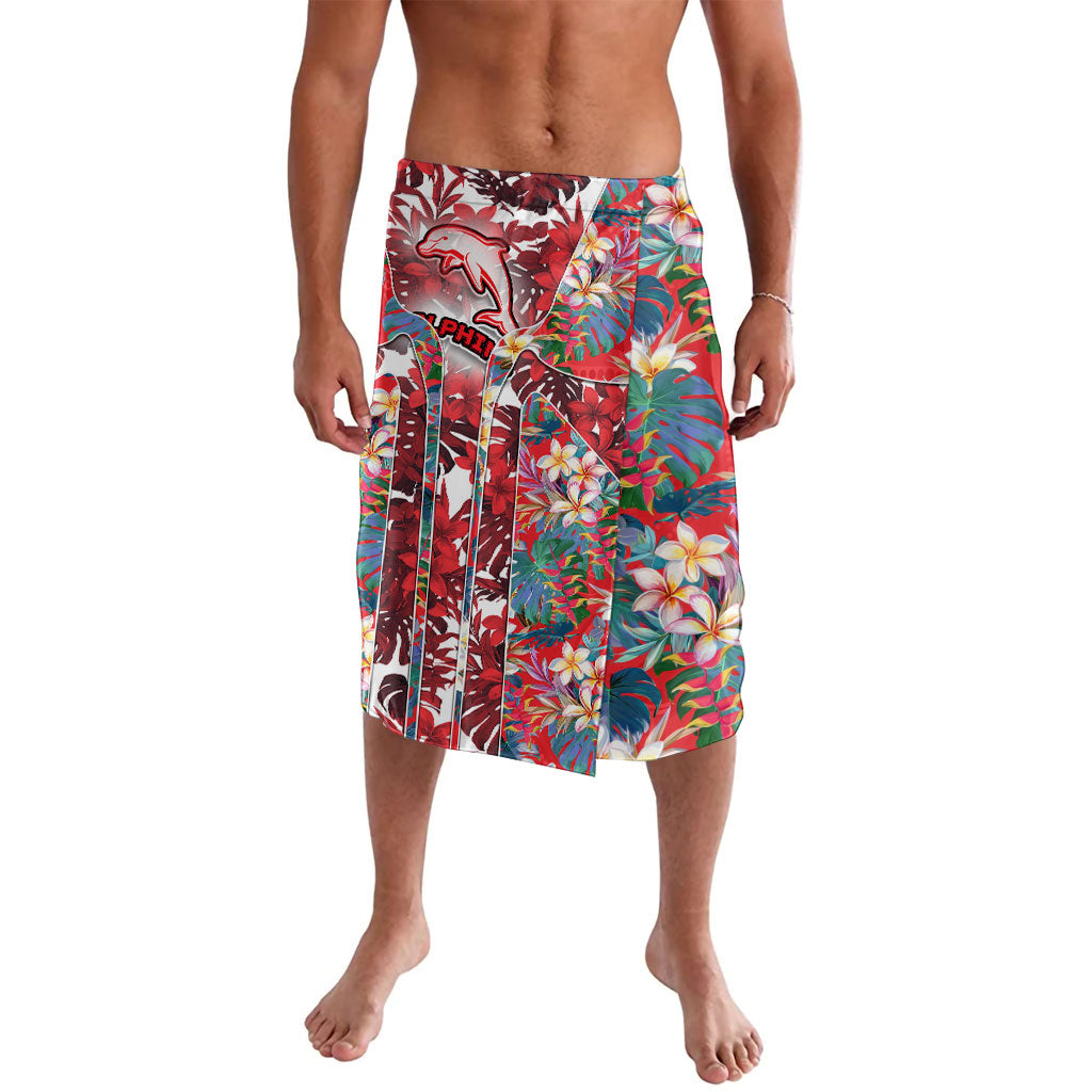 Dolphins Lavalava Tropical Hibiscus Floral Pattern With Red And White Accents