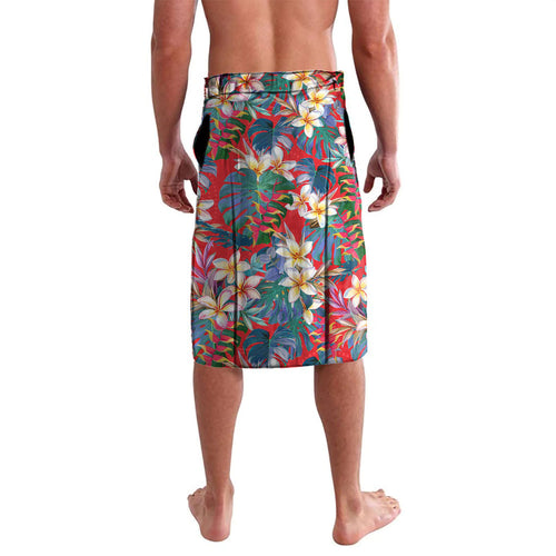 Dolphins Lavalava Tropical Hibiscus Floral Pattern With Red And White Accents