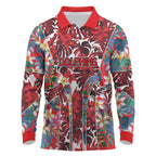 Dolphins Long Sleeve Polo Shirt Tropical Hibiscus Floral Pattern With Red And White Accents