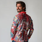 Dolphins Long Sleeve Polo Shirt Tropical Hibiscus Floral Pattern With Red And White Accents