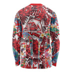 Dolphins Long Sleeve Shirt Tropical Hibiscus Floral Pattern With Red And White Accents