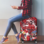 Dolphins Luggage Cover Tropical Hibiscus Floral Pattern With Red And White Accents