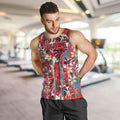 Dolphins Men Tank Top Tropical Hibiscus Floral Pattern With Red And White Accents