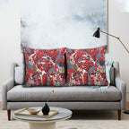 Dolphins Pillow Cover Tropical Hibiscus Floral Pattern With Red And White Accents