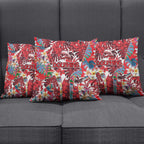 Dolphins Pillow Cover Tropical Hibiscus Floral Pattern With Red And White Accents