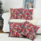 Dolphins Pillow Cover Tropical Hibiscus Floral Pattern With Red And White Accents