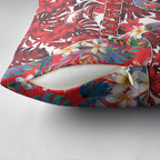 Dolphins Pillow Cover Tropical Hibiscus Floral Pattern With Red And White Accents