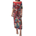 Dolphins Puletasi Tropical Hibiscus Floral Pattern With Red And White Accents