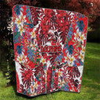 Dolphins Quilt Tropical Hibiscus Floral Pattern With Red And White Accents