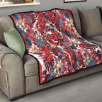 Dolphins Quilt Tropical Hibiscus Floral Pattern With Red And White Accents