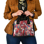 Dolphins Shoulder Handbag Tropical Hibiscus Floral Pattern With Red And White Accents