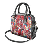 Dolphins Shoulder Handbag Tropical Hibiscus Floral Pattern With Red And White Accents