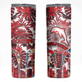 Dolphins Skinny Tumbler Tropical Hibiscus Floral Pattern With Red And White Accents