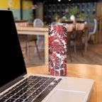 Dolphins Skinny Tumbler Tropical Hibiscus Floral Pattern With Red And White Accents